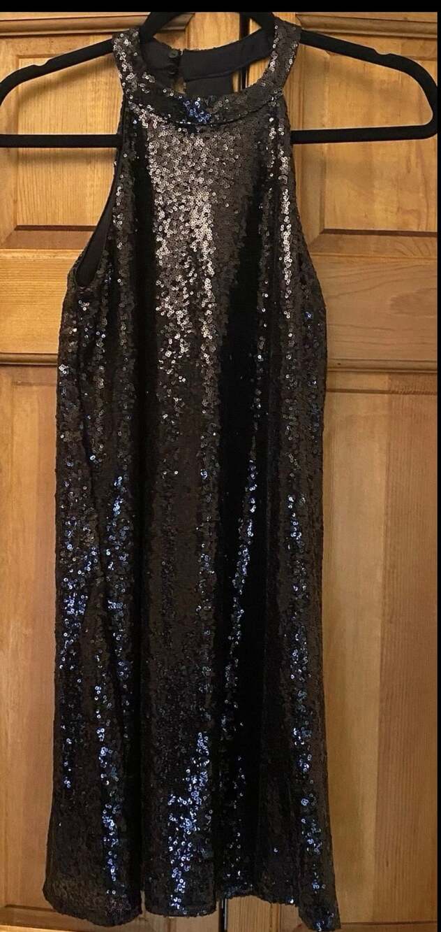One Clothing Sequin Halter Dress Size S Black Party Cocktail Mini